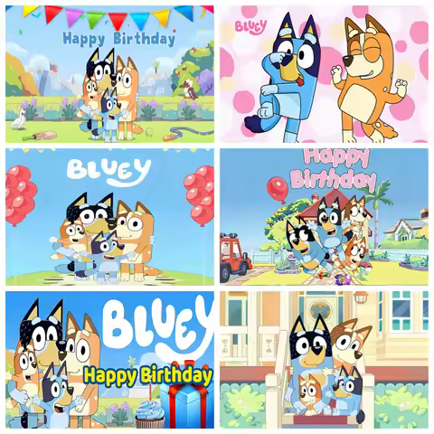 Bluey Birthday Background Cloth Backdrop Wall Decor for Kids Boys Girls Birthday Party Home Themed P