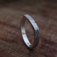 Signet hammered Men's Ring Authentic 925 Silver Cp.35