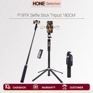 P19TK Selfie Stick Tripod 180CM Extendable Tube Selfie Stick Tripod with Detachable Bluetooth Remote