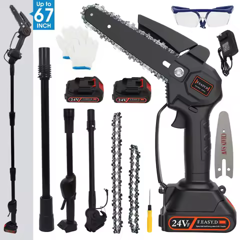 Chainsaw 2-in-1 Cordless Pole Saw Mini Electric 6inch-4inch Telescoping Brushless 16000r/min for Tre