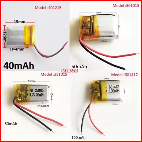 3.7V 40mAh ~100mAh Lipo Rechargeable Battery small size For Bluetooth video pen Headset 601417 35101