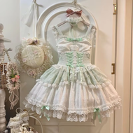 【TI hot】 Y2K Lolita Vintage Dress Lace Sleeveless Cosplay Clothing French Strap Elegant Girls Party 