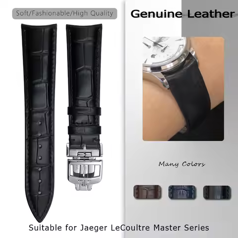 19mm 20mm 21mm 22mm Calf Leather Watchband for Jaeger LeCoultre Master Control Genuine Blue Black Co