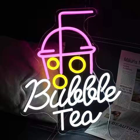 Boba Time Neon Sign for Wall Decor Bubble Tea Neon for Cafe Bar Kitchen Restaurant Coffee Dessert Sh