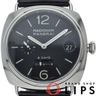 Panerai Radiomir 8 Days 45mm PAM00268 男士腕錶，不鏽鋼/皮革，黑色，拋光，成色極佳（二手） - 盒子，保固卡，不鏽鋼/皮革。