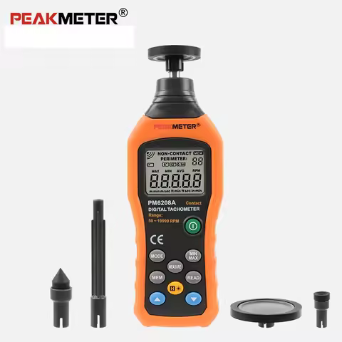 PEAKMETER PM6208A High Pressional Contact Digital Tachometer Rpm Speed Meter 50~19999RPM Gauge MS620