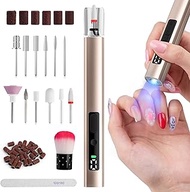 Bzone Cordless Electric Nail File Drill with UV Light Lamp, 5 Speed Rechargeable Portable Manicure a