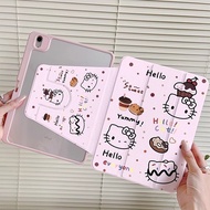 case iPad Gen9 Gen11 Air6 ที่ใส่ปากกา Hello Kitty เคสiPadหมุน 360°Gen10 Air7 Pro11/13 2025