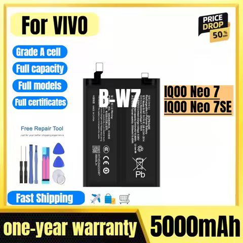 B-W7 for VIVO IQOO Neo 7/IQOO Neo 7SE Phone Battery High Quality High Capacity Replacement Bateria G