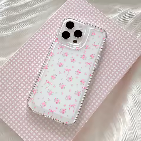 Pink Floral Bow Ins Phone Case For Oppo A60 A2 A1 A98 A96 A78 A97 A76 A36 A55 A16 A16s A31 A92 4G 5G