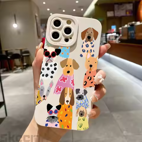 Funny Colorful Dog Pattern Design Phone Case For iPhone 17 16 15 14 Pro Max 12 11 13 Mini 17 Air XS 