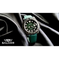 BALMER | 8141G BK-6 Classic Automatic Sapphire Men Watch with Black Green Dial GREEN Silicon Strap | Official Warranty