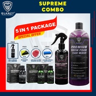 GLANZY+ Supreme Combo Pack (9H Ceramic Coating + 10H Diamond Coating + Car Care Agent + Snow Foam Ca