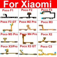 เปิดปิดด้านข้างคีย์ปุ่ม Flex Cable สำหรับ Xiaomi Poco X2 X3 NFC C3 M2 M3 F3 F2 Pro PocoPhone F1