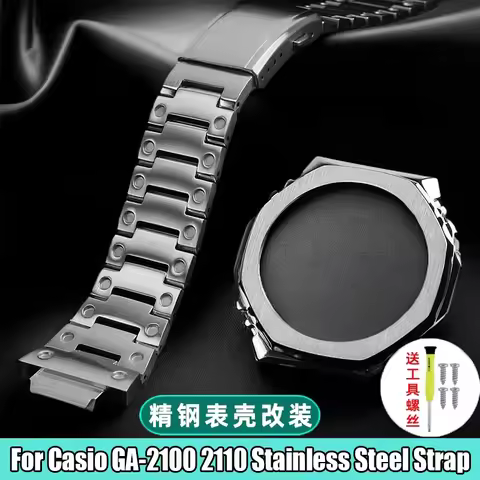 GA2100 GA2110 Set Metal Watch Strap Case For Casio G-shock GA-2100 GA-2110 Modified Stainless Steel 
