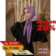 Arrafi AR 549 Bergo Hijab, Square Headscarf, Crocoal Flower Motif, Dusty Purple