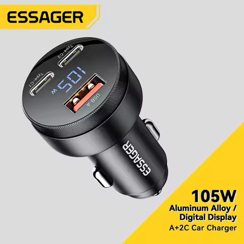 Essager 105W USB Car Charger Quick Charge 4.0 QC4.0 QC3.0 QC SCP PPS PD USB Type C Fast Charging For