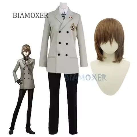 Goro Akechi Cosplay Wig P5 Cosplay School Uniform Suit Coat Tie free Gloves Cosplay Costume Outfit
