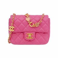 Chanel 菱格羊皮金球調節釦方胖斜背包-17cm(AS1786-桃紅)