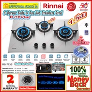 Rinnai Chimney Hood RH-C3819-PBW T-Shape DC Motor Cooker Hood / Rinnai Gas Hob RB-773S 3-Burner 76cm