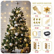 set(65pcs decor) thick slim green christmas tree 6ft,christmas decoration,snowflake