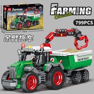New Chinese Building Blocks Agricultural Series Harvester Trailer Boy 6-Year-Old Intelligence Asse