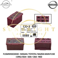 NISSAN / TOYOTA / MAZDA MAIN FUSE ( ORG ) 50A + 30A + 30A - RED
