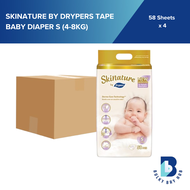 [Carton Deal] Skinature by Drypers Tape Baby Diaper S (4-8kg) 58sx4 (Bundle of 4)