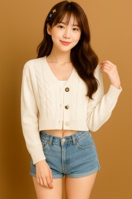 390 Rose Cardigan Rajut Cewek Kekinian Crop Top Outer Korea Look Lembut Premium Adem Stylish