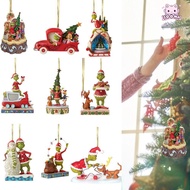 SOONA Christmas Grinch Ornament, Funny Christmas Tree Decor Xmas Tree Hanging Pendant, Gifts Wooden 