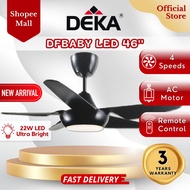 DEKA DFBABY LED 46" 5 Blades AC Motor with 4 Speeds Remote Control Ceiling Fan with LED Light Black Kipas Siling