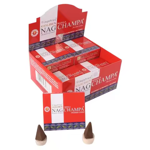 High Quality Handmade Indian GOLDEN NAG Incense Cones, Nag Champa & Sandalwood Scent for Home Medita