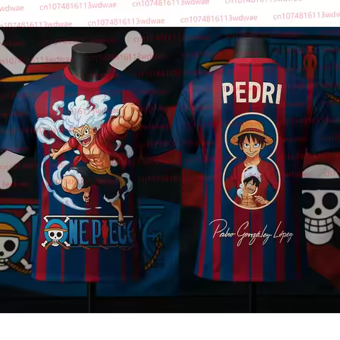 One Piece Five Gears Luffy Football Jersey Barca Football Special Edition Pedri 8 Jersey Kit Spain F