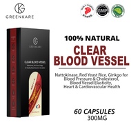 Clear Blood Vessel - Blood Pressure &amp; Cholesterol, Blood Vessel Elasticity, Heart &amp; Cardiovascular Health | 60 Veg Caps