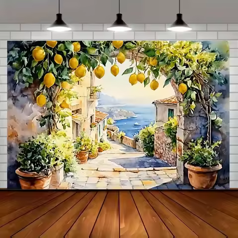 2D flat banner 1PC Amalfi Coast Lemon Tree Party Banner -