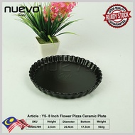 NUEVO 8 Inch Black Ceramic Chrysanthemum Plate  黑色陶瓷菊花盘 Pinggan Seramik Bunga Kekwa Hitam