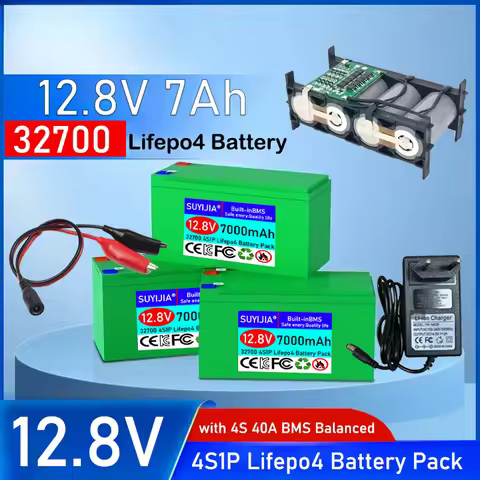 Rechargeable 12.8V 7Ah 32700 4S1P Lifepo4 Battery with 4S 40A BMS Balanced Electric Boat and Uninter