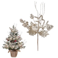 Champagne Artificial Christmas Tree Picks and Sprays Glitter Berry Stem Branches Artificial Christma