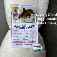 035MM X 76MM (3" Inci) X 60MD X 91.4Mtr Jaring Pukat Ikan / Mata Lintang / Isi Kosong / Warna Putih 