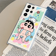 Cute Crayon Shin-chan Hard Clear Case for Samsung S26 S25 Ultra S24 Ultra S25FE A56 S24FE S23 Ultra 