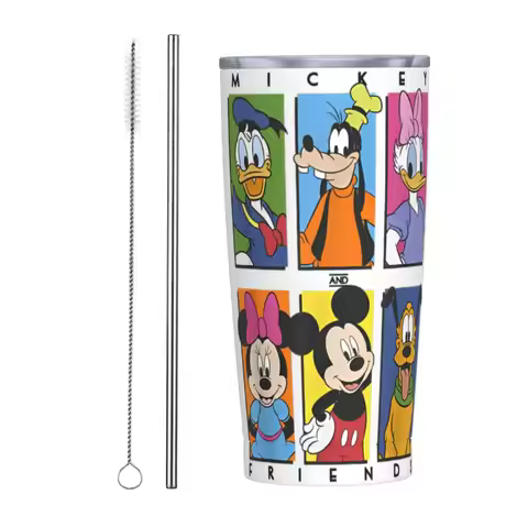 Mickey Mouse Cartoon Tumbler Vacuum Insulated Coffee Cups Vacuum Flask Office Home Mug Spill Proof 2
