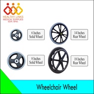 Hospital Wheelchair Solid and Rear Wheel -  6 Inches and 8 Inches (Solid), 14 Inches and 18 Inches (