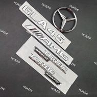 HZ 3D ABS Chrome Car Letters Logo GLA45 Fender TURBO 4MATIC Emblem Badge Rear Star AMG Sticker For M