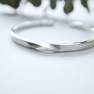 999純銀 無限旋 C型開口式 髮絲紋 手環 手鐲 情侶手環 免費包裝