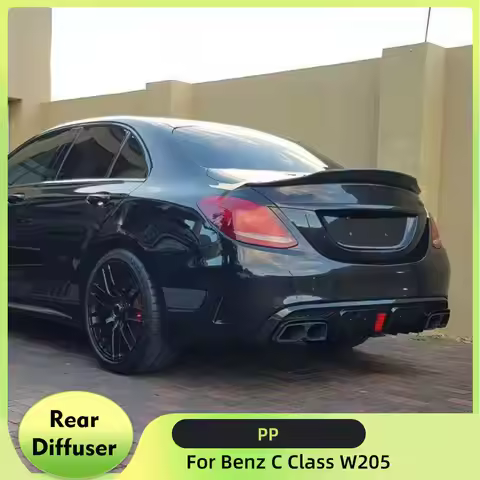 PP Rear Bumper Diffuser Lip Spoiler Exhaust Tips for Mercedes-Benz C-Class W205 C200 C250 C300 C350 