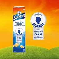Minyak Hati Ikan Kod Scotts Emulsion DHA & EPA Vitamin A & D Kalsium Suplemen Kanak-Kanak [Asli] (1 