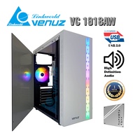 VENUZ Acrylic Side ATX Computer Case VC 1918AW with RGB LED Lighting &amp; VF1299 120mm Rainbow RGB Fan – White