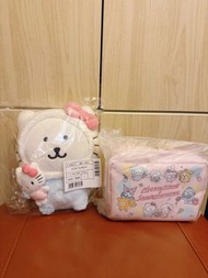 日本 Nagano x Sanrio 聯名系列 毛公仔 化妝袋 白熊 Joke Bear Hello Kitty Chiikawa