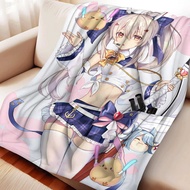Azur Lane Ayanami Flannel Blanket Cute Cartoon Printed Warm Soft Blankets Home Bedding Decor Winter