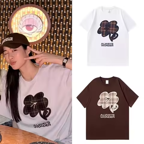 NEW LingOrm Ling Ling Kwong Same Loose Short Sleeve T-shirt, Summer Pure Always Wonder Letter Printe